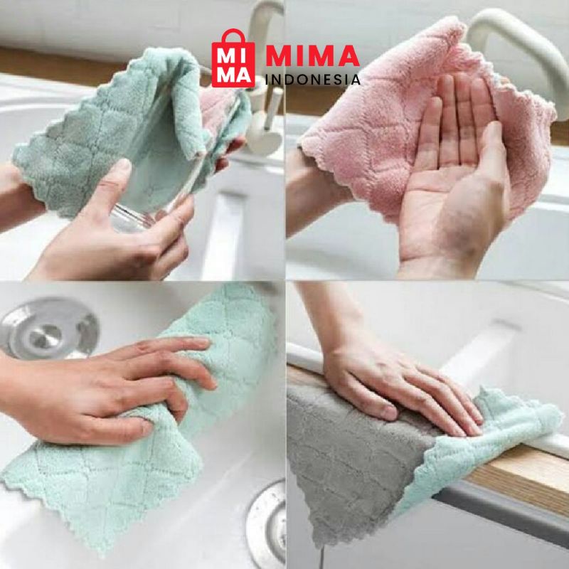 MIMA H06 Kain Lap Bahan Microfiber Daya Serap Tinggi Menyerap Air Serbet Debu Cuci Piring Gelas Dapu