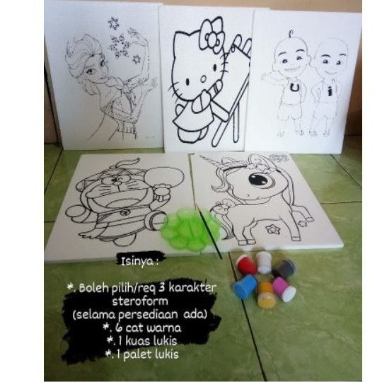 

cat lukis set karakter anak