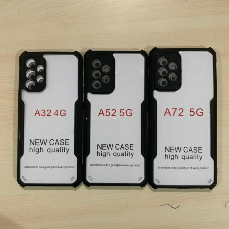 Samsung A32 4G / A52 / A72 Softcase Airbag Bening Silikon Cover Lis Hitam Soft Case