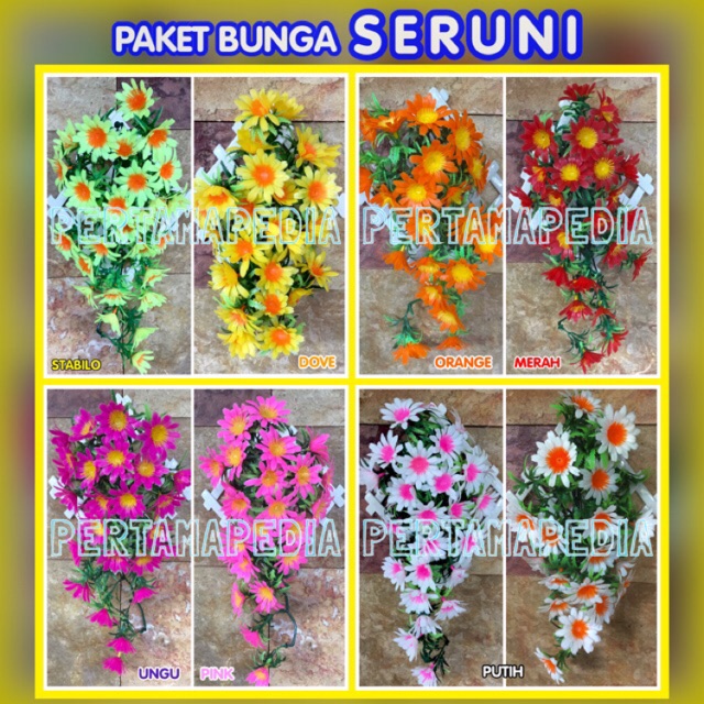 C5 Bunga SERUNI/Bunga Plastik/Rumput Plastik/Daun Rambat Plastik/Busa Bunga/Bunga Matahari Kecil-8