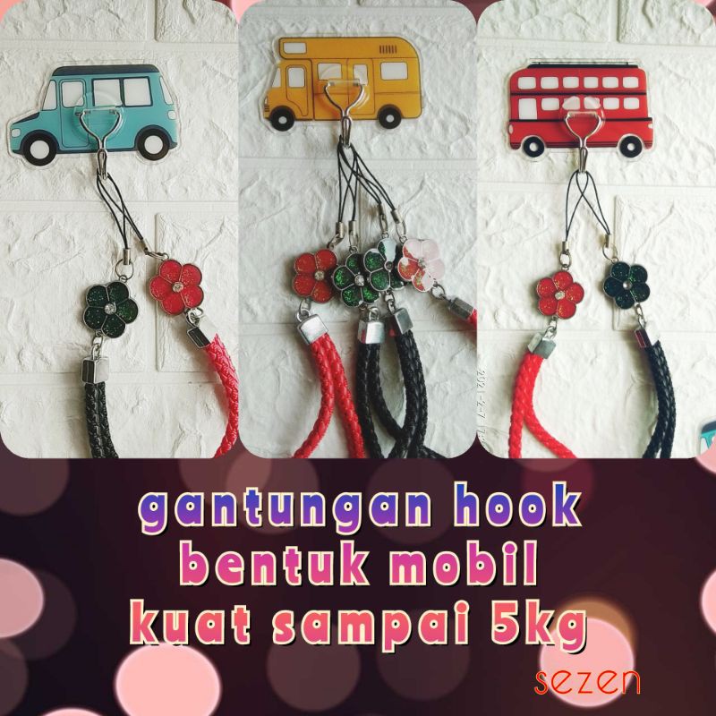 gantungan tempel tembok bentuk mobil/gantungan hook tempel motif mobil