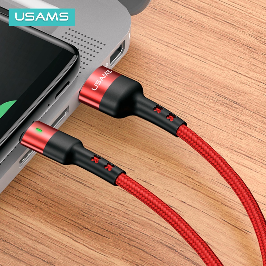 USAMS U26 Kabel Data Type C Fast Charging 3A LED Indikator