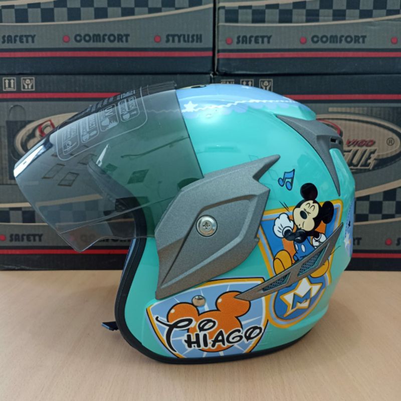 VIRTUE helm Half face anak remaja cewek perempuan wanita motif chiago