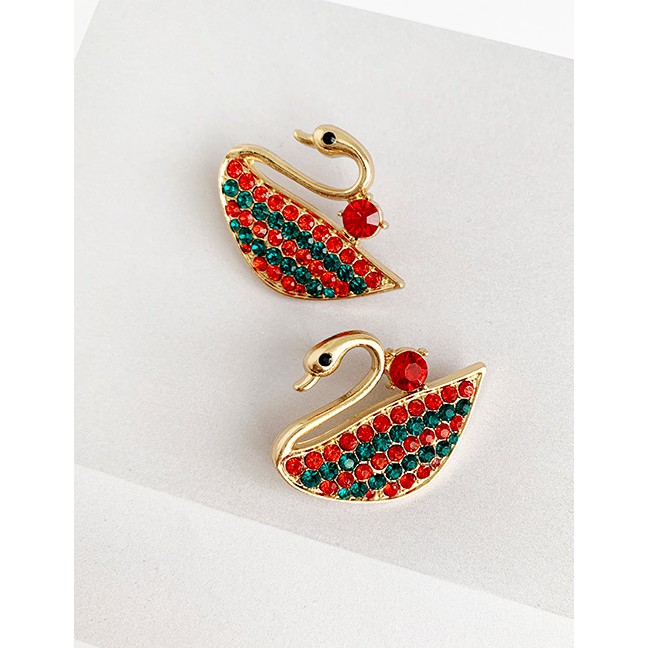 LRC Anting Tusuk Fashion Alloy Diamond Swan Earrings F82349