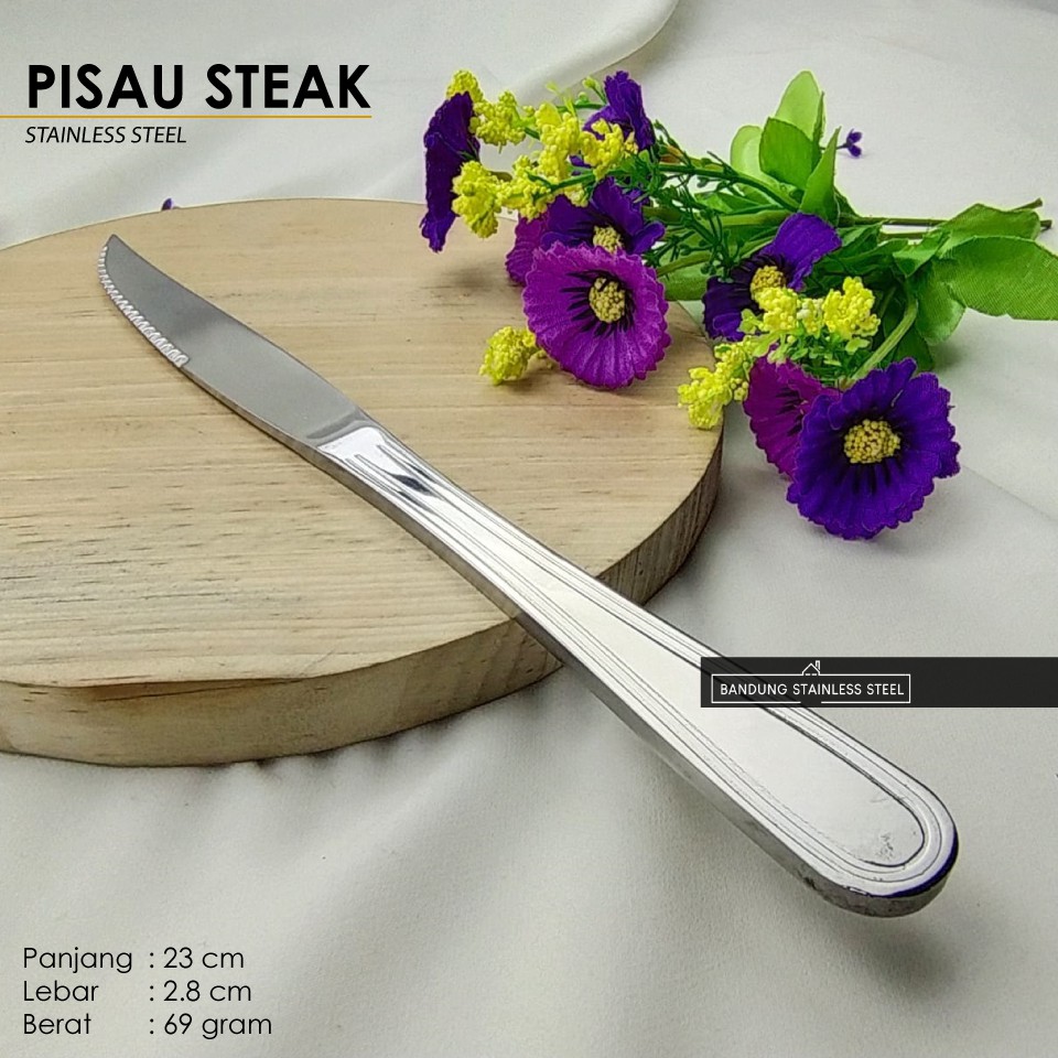 Pisau Stainless pisau makan selai steak roti oles mentega panjang multifungsi tebal hotel