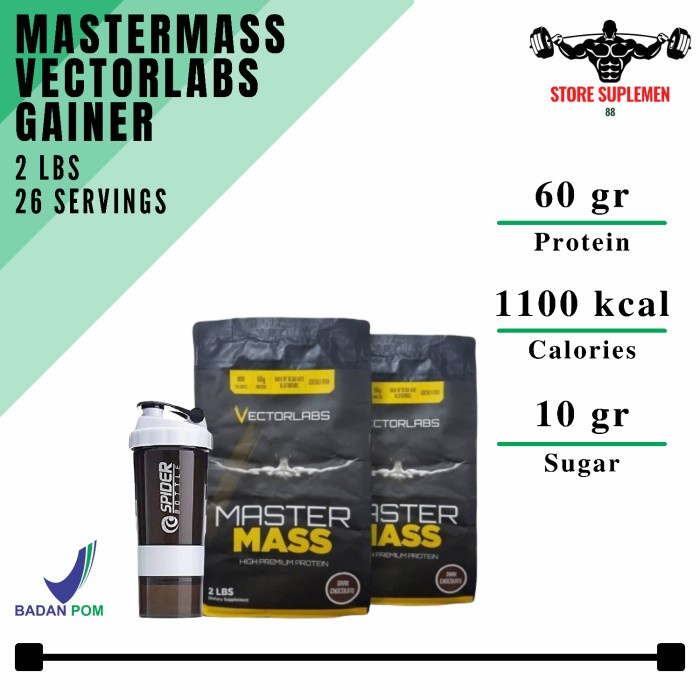 Kesehatan - Master Mass Vectorlabs 2 Lbs Master Whey Suplemen Makanan Kesehatan - Chocolate
