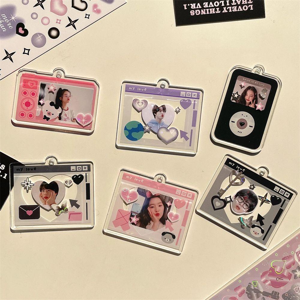 LANFY Backpack Decor Photocard Keychain Idol Card Star Chasing Pendant Photo Frame Keychain Transparent Photocard Holder Kawaii 1 Inch Backpack Pendant Kpop Photo Photocard Key Rings