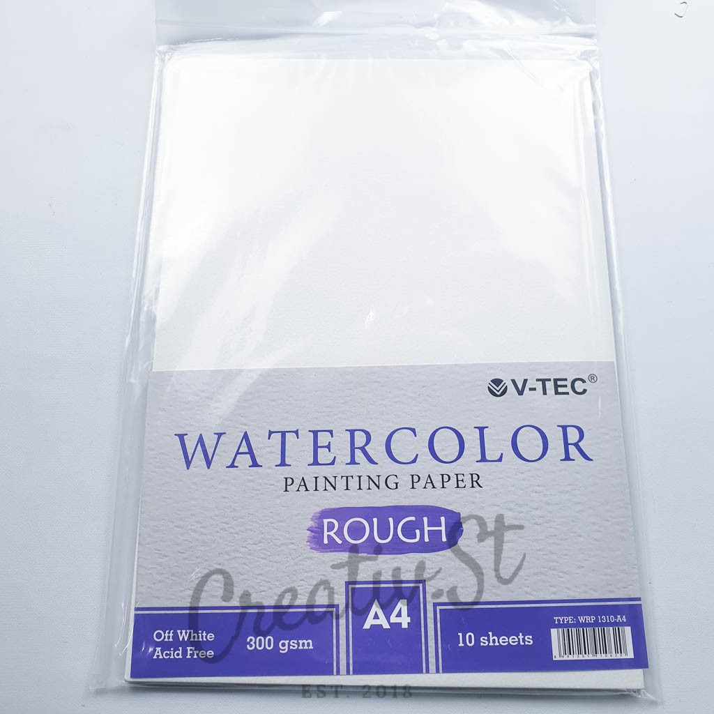 

V-TEC Water Color Paper 300 Gsm Rough 10 Sheet A4 Kertas Lukis Cat Air 21 Cm X 30 Cm