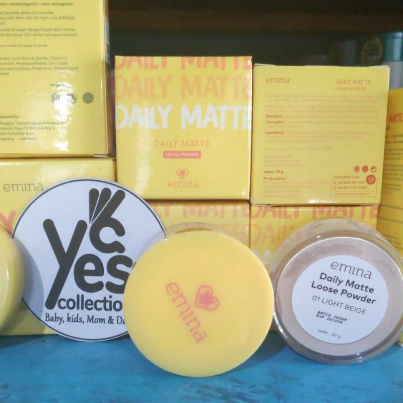 Emina Daily Matte Series BB Cream 3in1 Pelembab Primer Foundation Compact Powder Tempat + Kaca 11 g UV Filter lightweight BEDAK Wajah Muka PADAT 01 Light 02 Natural 03 Caramel 04 Mocca TABUR beige