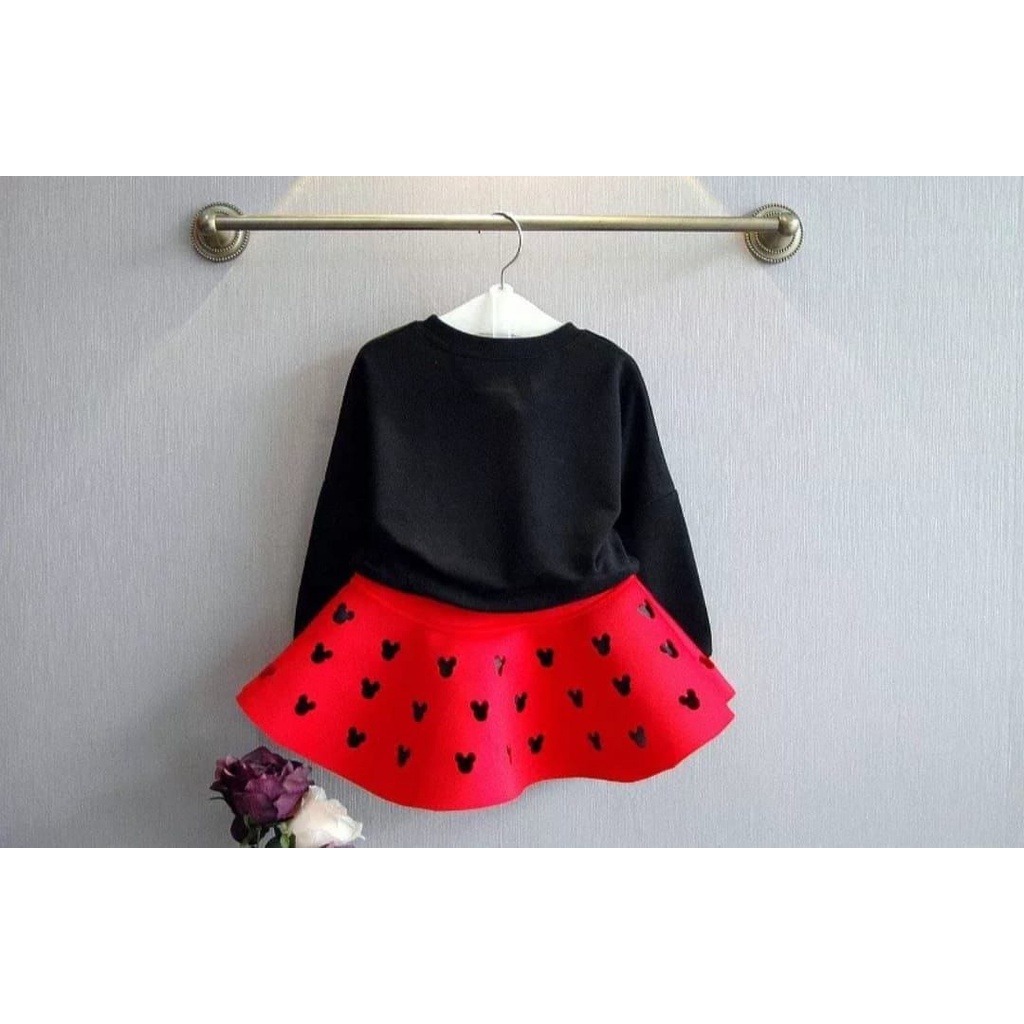 [st hendy RO]Setelan Anak Perempuan Babyterry Black/Red