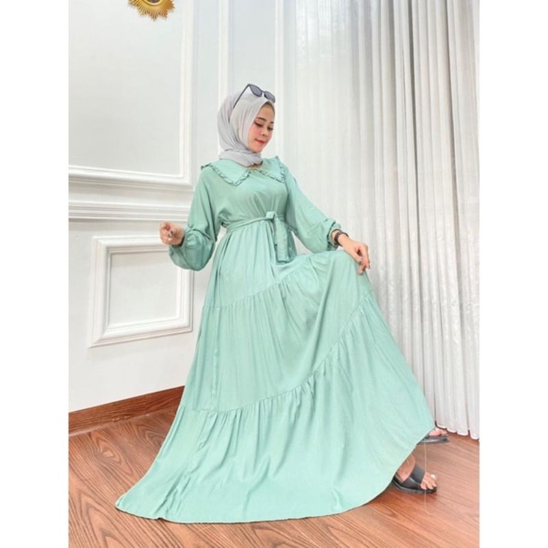 GAMIS NOORA JUMBO RAYON SUPER POLOS REMPEL SUSUN wanita remaja polos