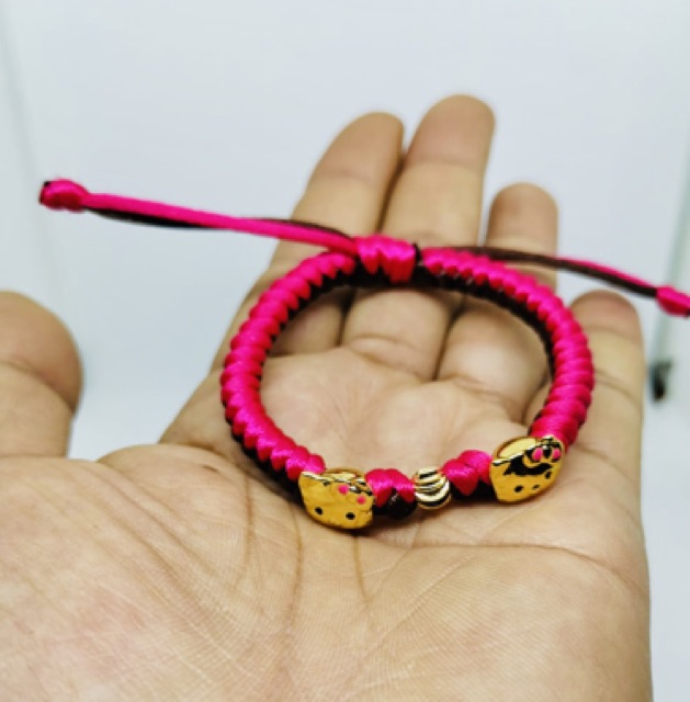 Gelang tangan wanita rajut tali //gelang serut //gelang rajut kombinasi lapis emas //perhiasan