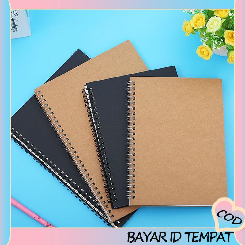 COD❤️ A5 Kraft Paper Coil Book Simple Student Notebook Meeting Notepad Buku Akuntansi Portabel-A.one