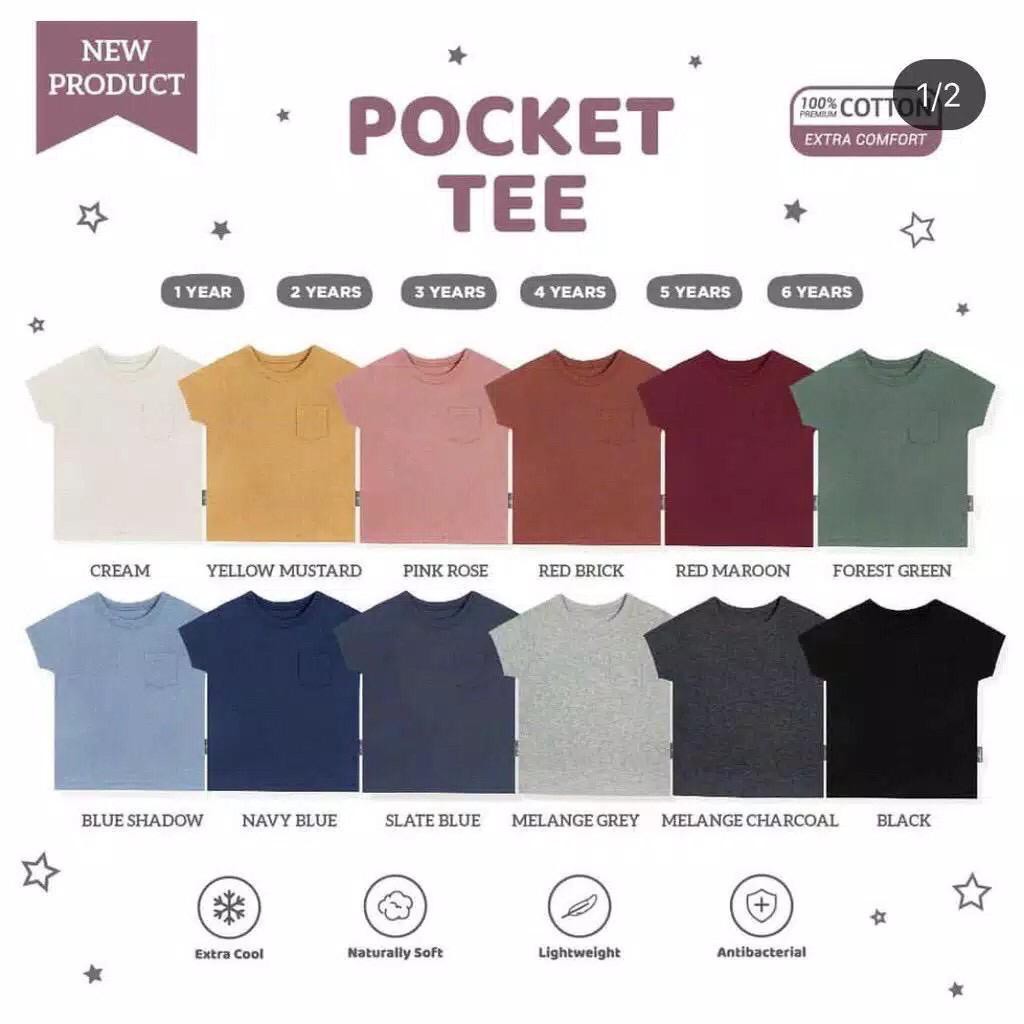  Kaos  Polos  Bayi Anak Little Palmerhaus Pocket Tee Premium 