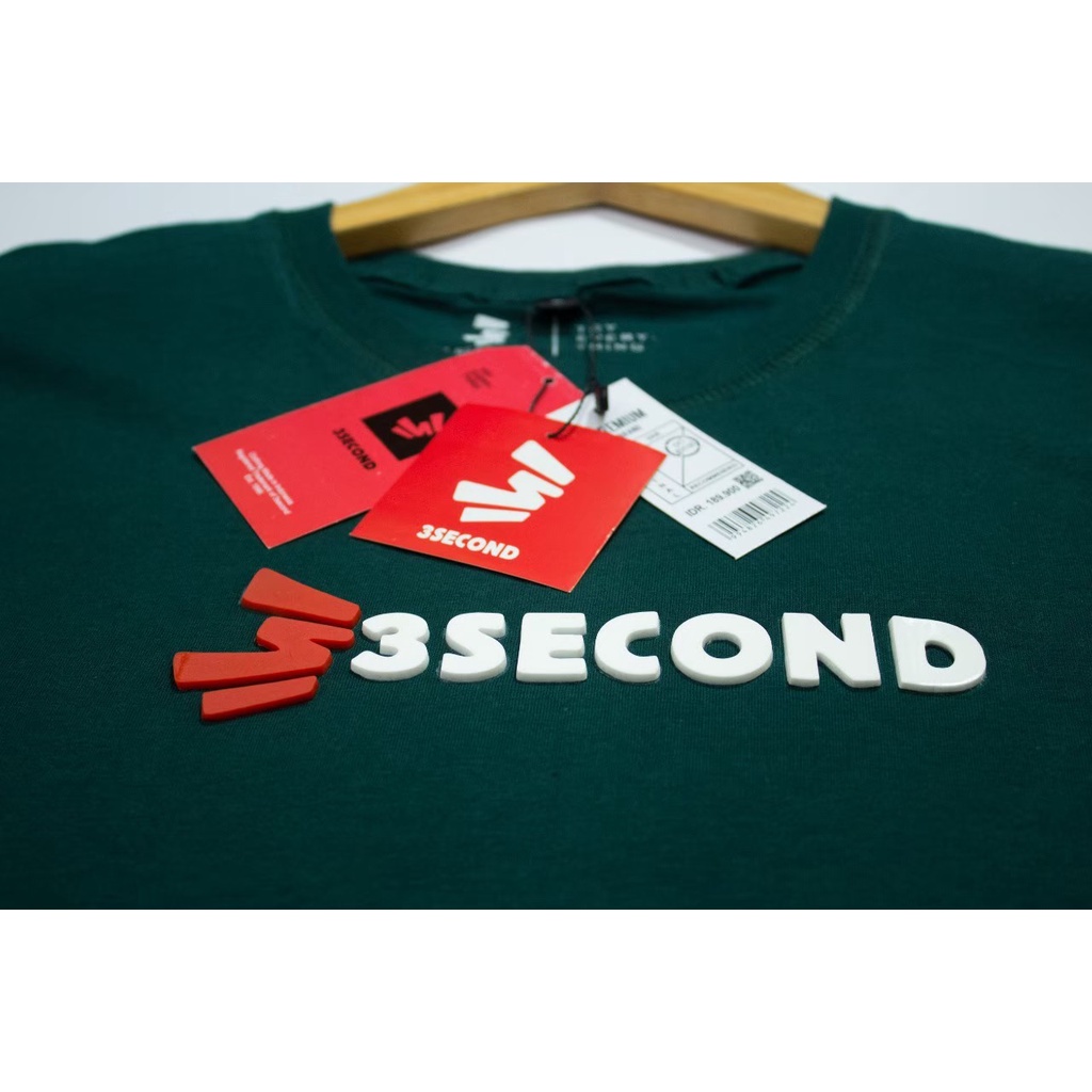 BAJU KAOS DISTRO 3 SECOND FLOCKING / BAJU KAOS PRIA / BAJU KAOS SABLON TIMBUL INK KARET