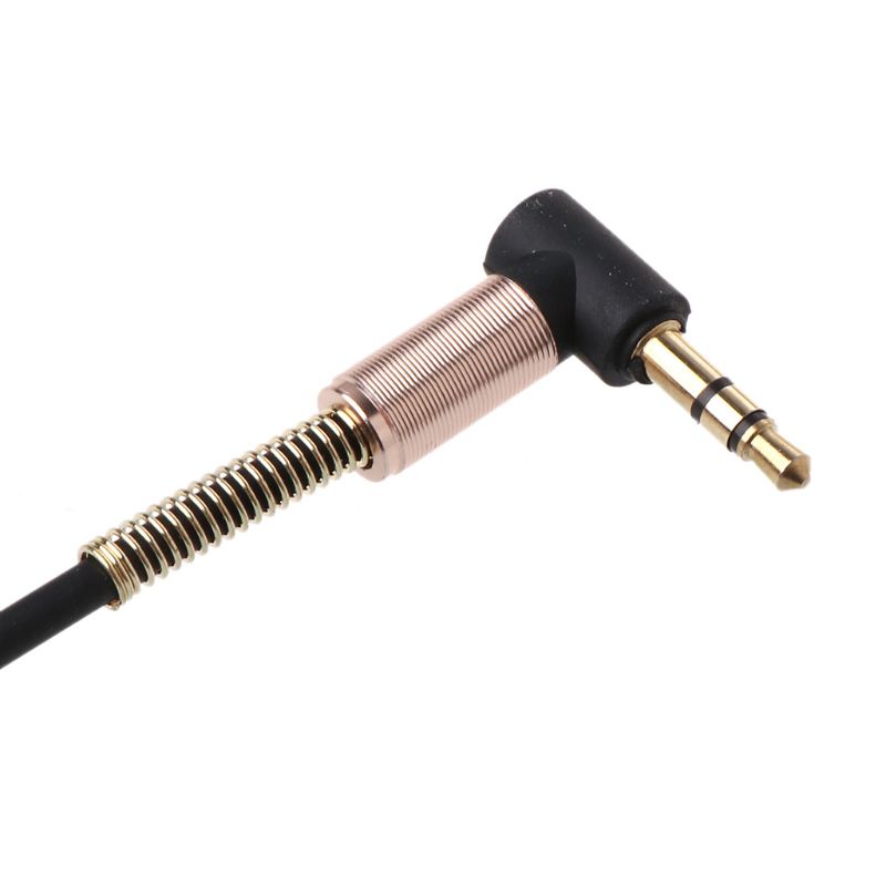 Cre Kabel Jack Aux 3.5mm Male Ke Male 90 Derajat Bahan Nilon Panjang 24cm Untuk Mobil