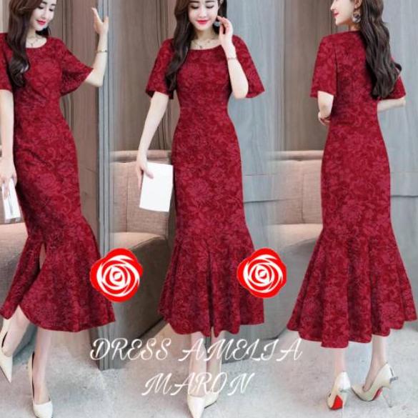 ♟ DRES AMELIA JUMBO/DRESS AMELIA/ungu lilac/DRESS MERMAID BRUKAT DUYUNG DRESS BRUKAT PESTA DRESS PAR