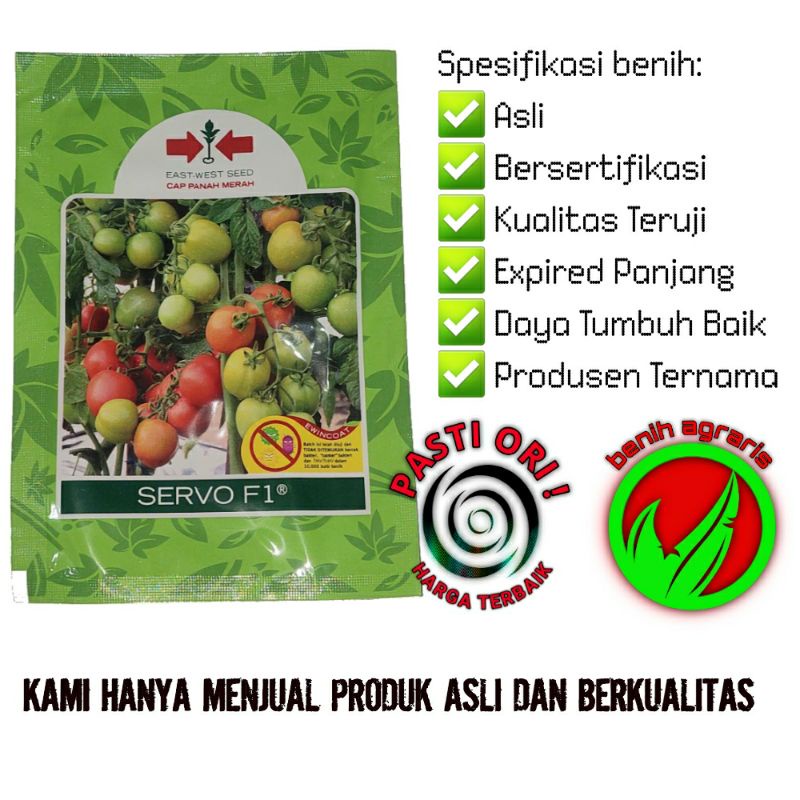 Stok Baru Benih Tomat Servo F1 1750 butir Cap Panah Merah
