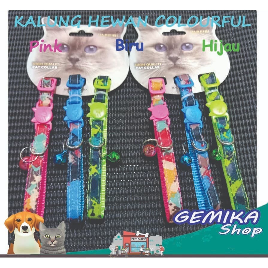 Kalung Hewan Motif Colourful - Kalung Kucing atau Anjing