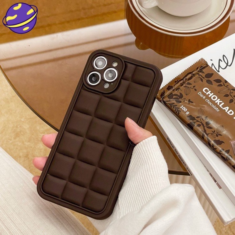 Soft Case Bentuk Kotak Warna Cokelat Tahan Banting Untuk iPhone 14 13 12 11 Pro X XS MAX XR