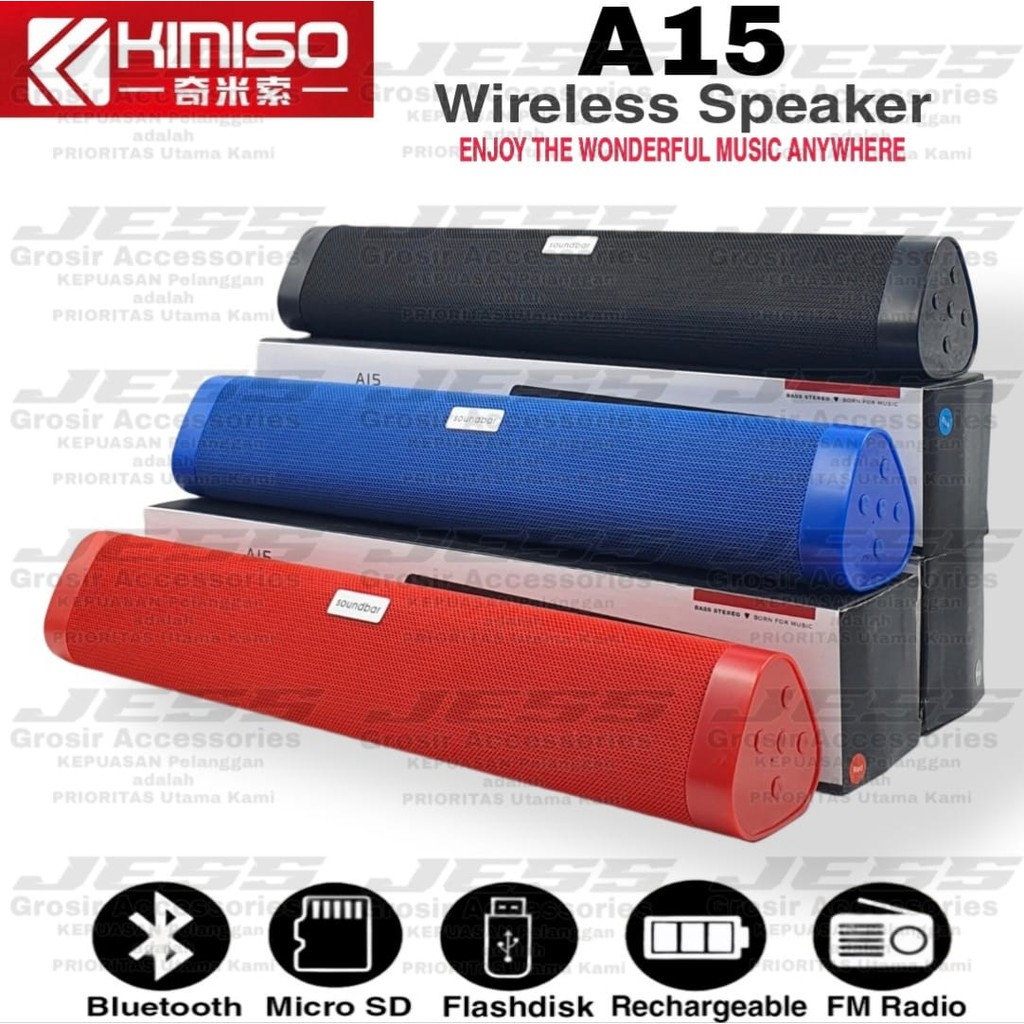 Speaker Bluetooth Kimiso SOUNDBAR A15 Portable Wireless Stereo Bass Enjoy the Music Long Lasting