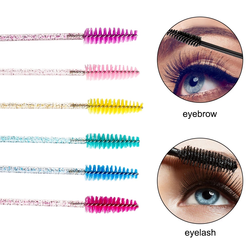 50 PCS Disposable Mascara Brushes Of Good Quality / Suitable For Eyelash Grafting, Eyebrows And Makeup / Crystal Rod Mascara Brush 7 Colors (Colorful)