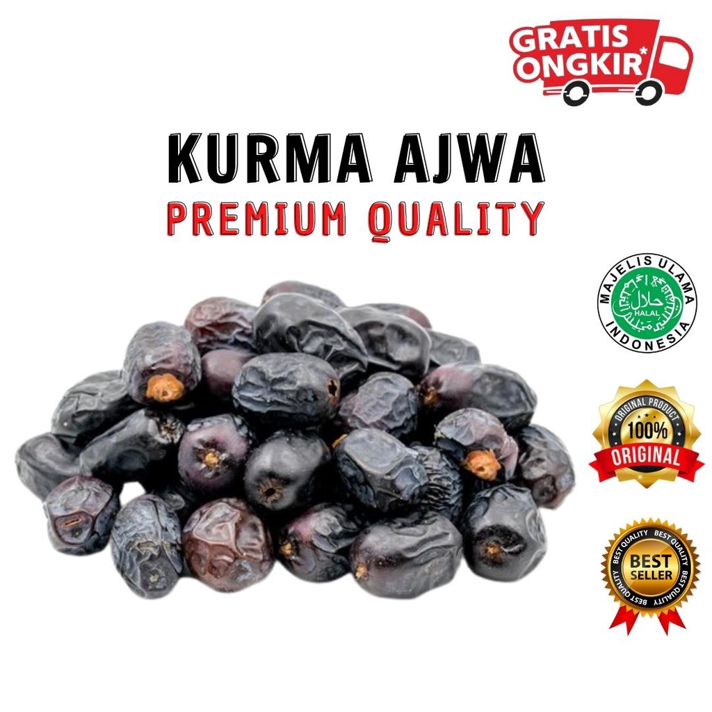 

Kurma Ajwa 1 KG Asli Madinah / Kurma Nabi Ajwa Premium Original Saudi Arabia