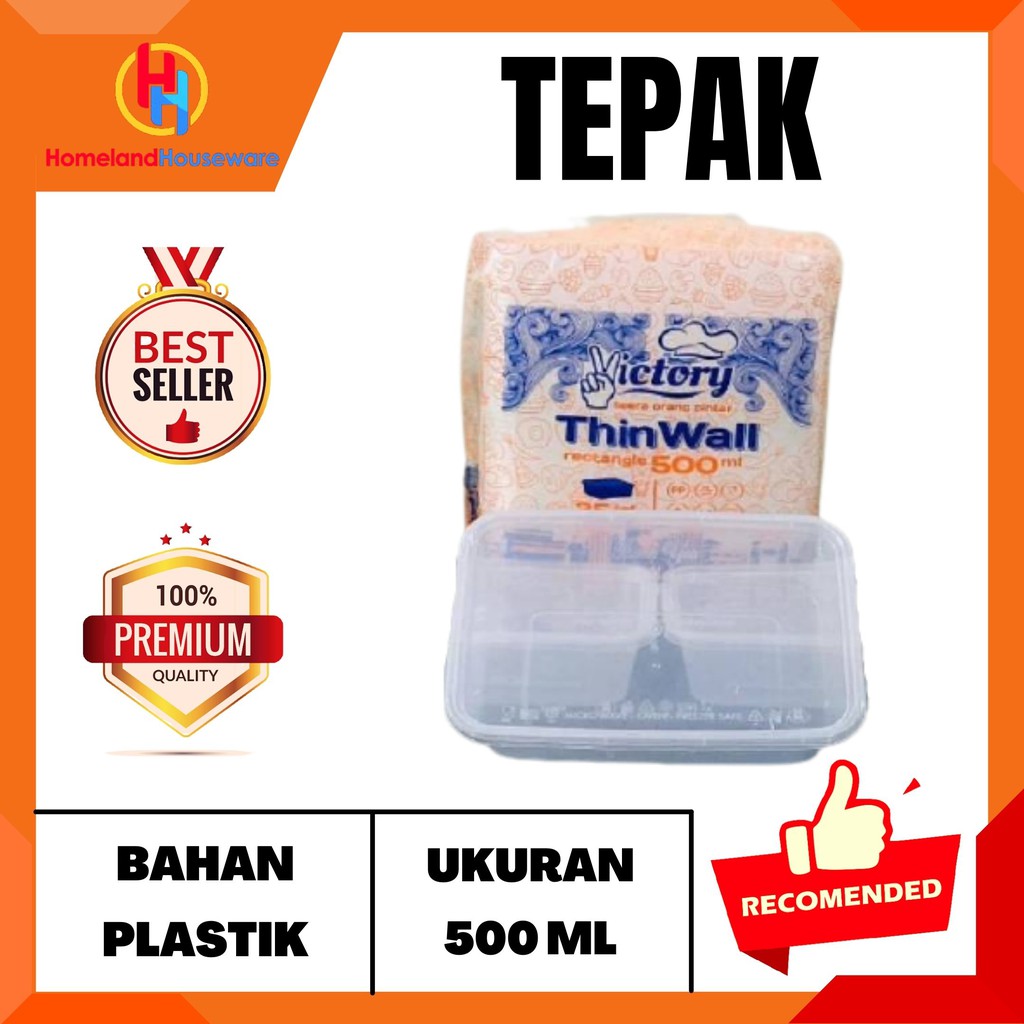 (SIAP KIRIM) THINWALL VICTORY 500 ML/ TEPAK PLASTIK/ TEMPAT MENYIMPAN MAKANAN