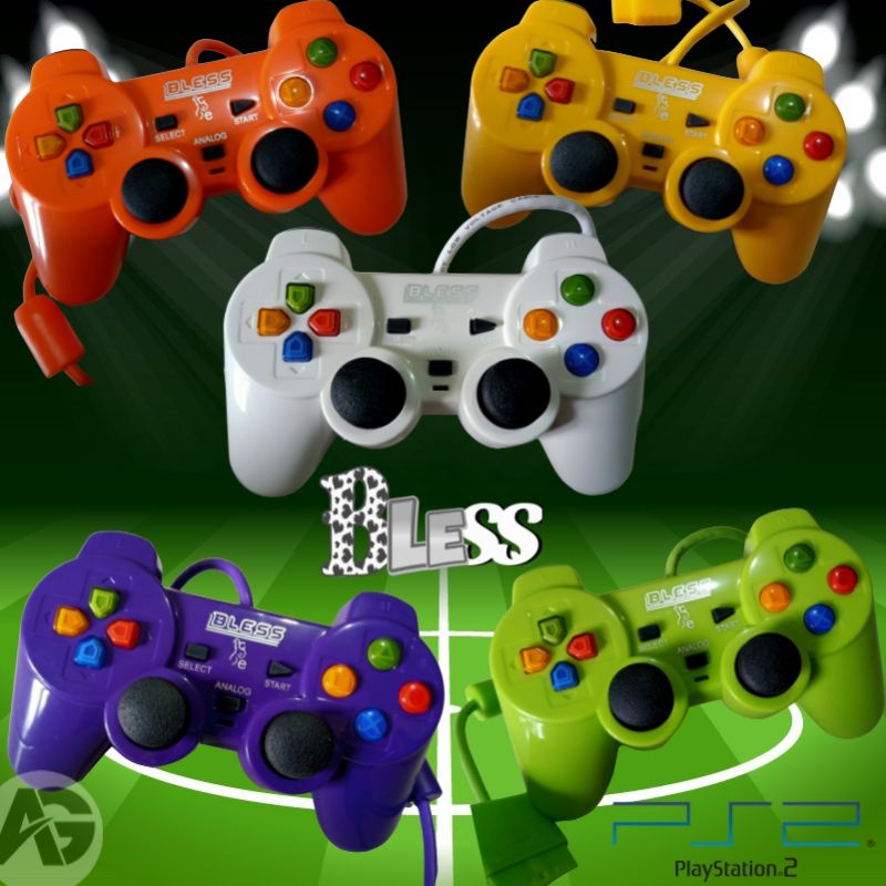 STIK PS2 WARNA BLESS KABEL SERAT/ SEMI ORI KUAT MODEL X-BOX PLAYSTATION2 CONTROLLER