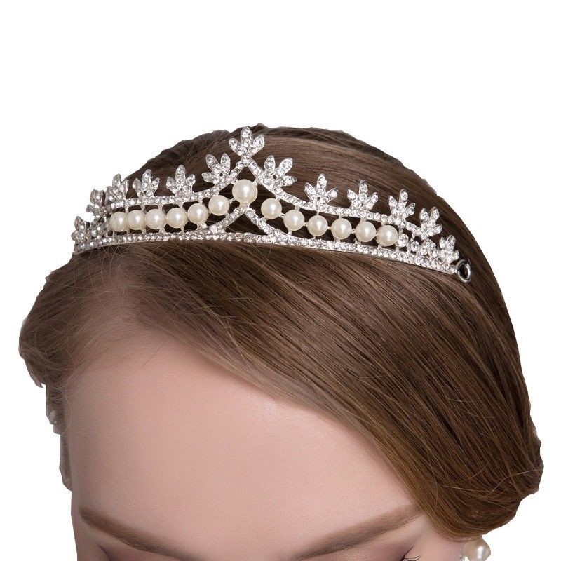 Aksesoris Rambut Wanita: Mahkota Tiara Dengan Bahan Kristal Berlian Buatan Dan Mutiara BARU