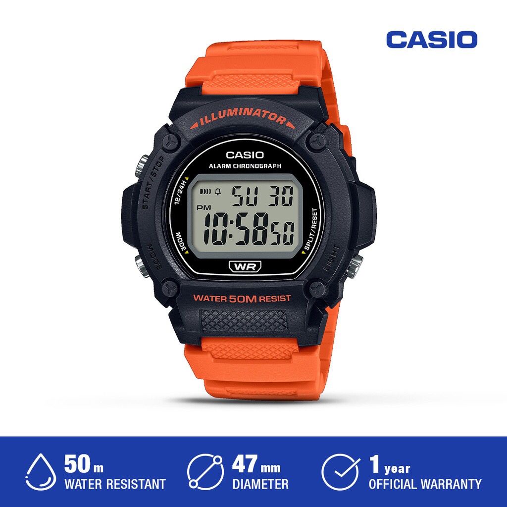 JAM TANGAN CASIO COWOK TYPE W 219H/CASIO PRIA STRAP RUBBER /KARET / JAM TANGAN PRIA CASIO KARET MODEL KOTAK/Casio Original W-219H-1A / W219H-2A / W-219H-3A 4A 4B Jam Tangan Pria - Digital - Karet