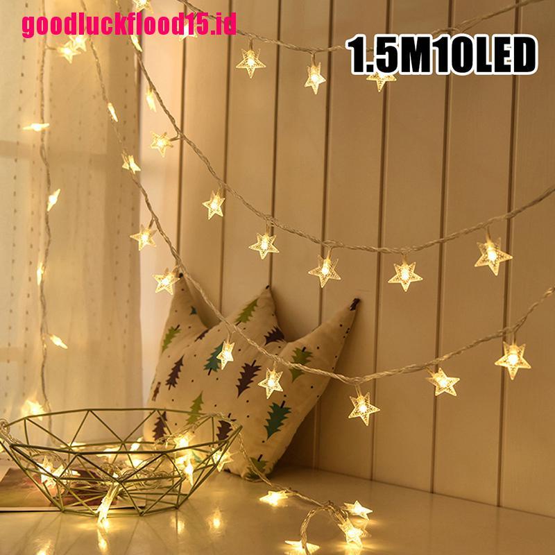 {LUCKID}10LED Star Light String Twinkle Garland Battery Powered Lamp ChristmasDecoration