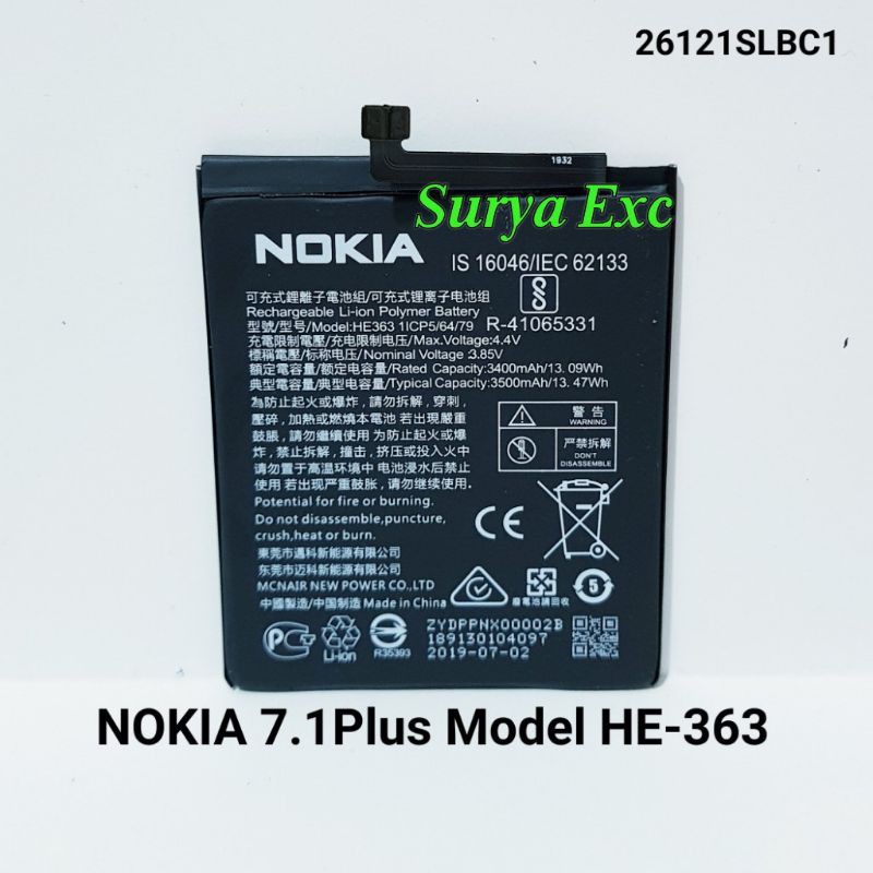 Baterai Nokia 7.1 Plus 7.1Plus 7.1+ Kode Batrai HE363 HE-363 ORIGINAL