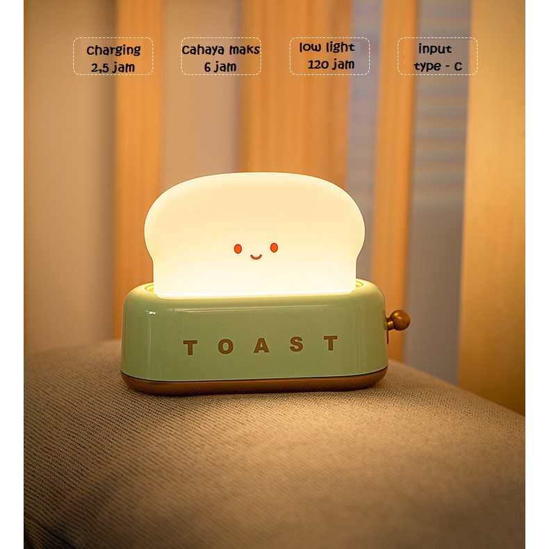 Lampu Roti Cute Toast bread lamp LB030 night light dekorasi kamar