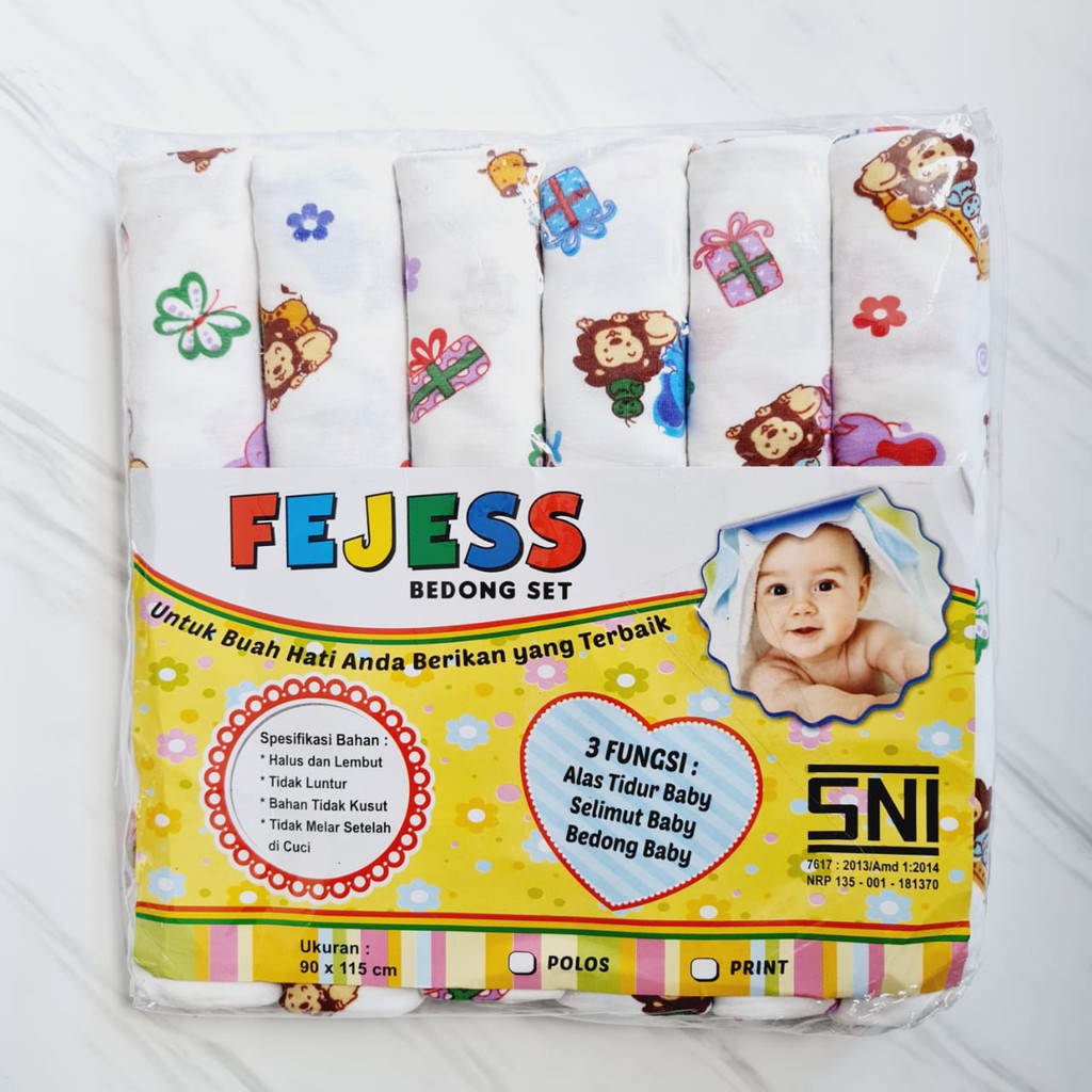 Fejes Bedong Bayi Set isi 6 Motif Warna Corak ukuran 90 x 115cm