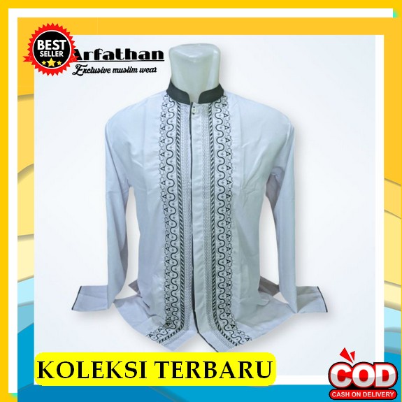 Koko Pria Motif Ukuran Xxl Bagus Bordir Katun Oxford Muslim O5V0 Terbaru Toyobo Oversize Putih Dewas