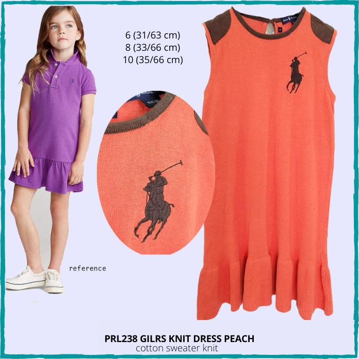 Dress Anak Wanita Polo Ralph Lauren 238 Girls Knit Dress Peach