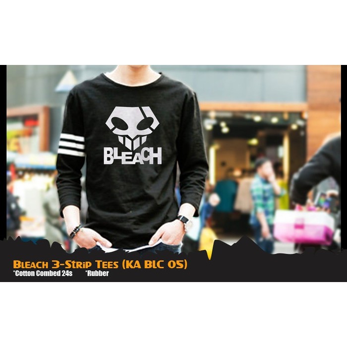 Kaos Anime Bleach 3 Strips Lengan Panjang Hitam - KA BLC 05