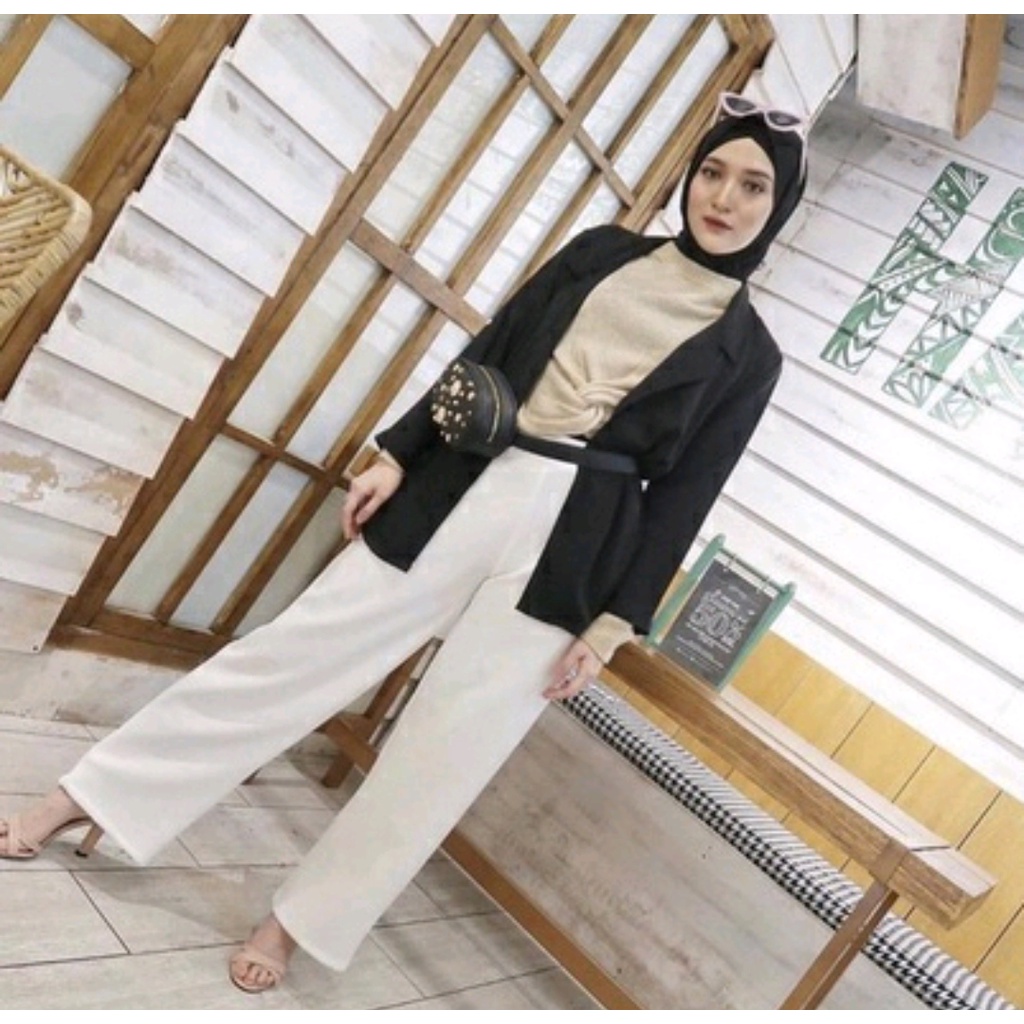 Celana Kulot Panjang Polos | Kulot Premium Hits Selebgram Fashion Syariah Muslimah Bahan Crepe Tebal  | Leony Kulot Premium Best Seller-2
