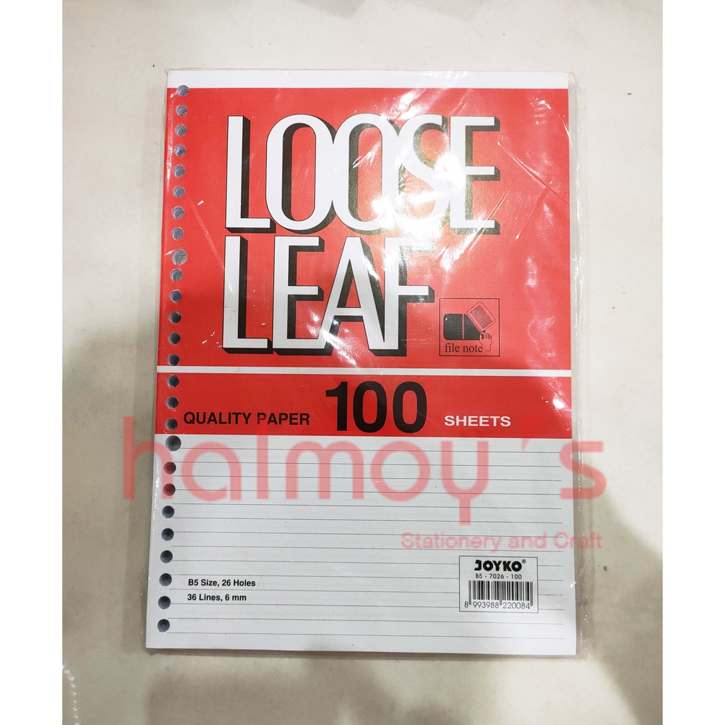 

LOOSE LEAF / KERTAS ISI BINDER / FILE JOYKO GARIS / LINED B5 100 SHT