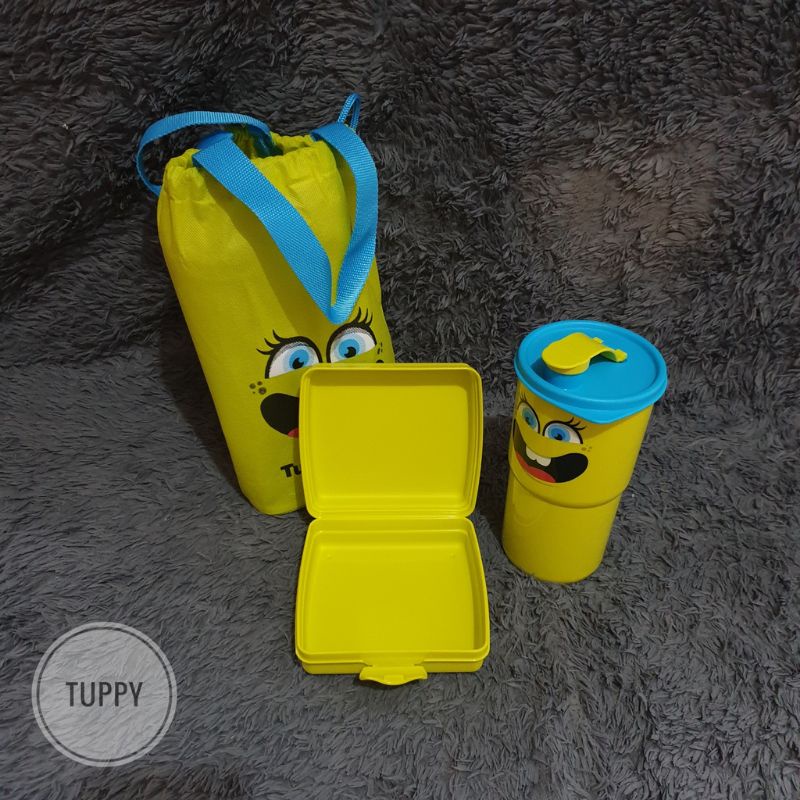 Set Bekal Tupperware Free Tas ( Smiley Lunch Tupperware )