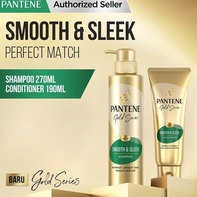 Termurah!! Pantene Gold Series Smooth & Sleek Shampoo 270Ml Dan Conditioner 190Ml