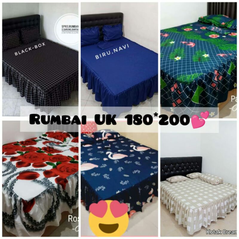 sprei rumbai homemade ukuran 180x200x50