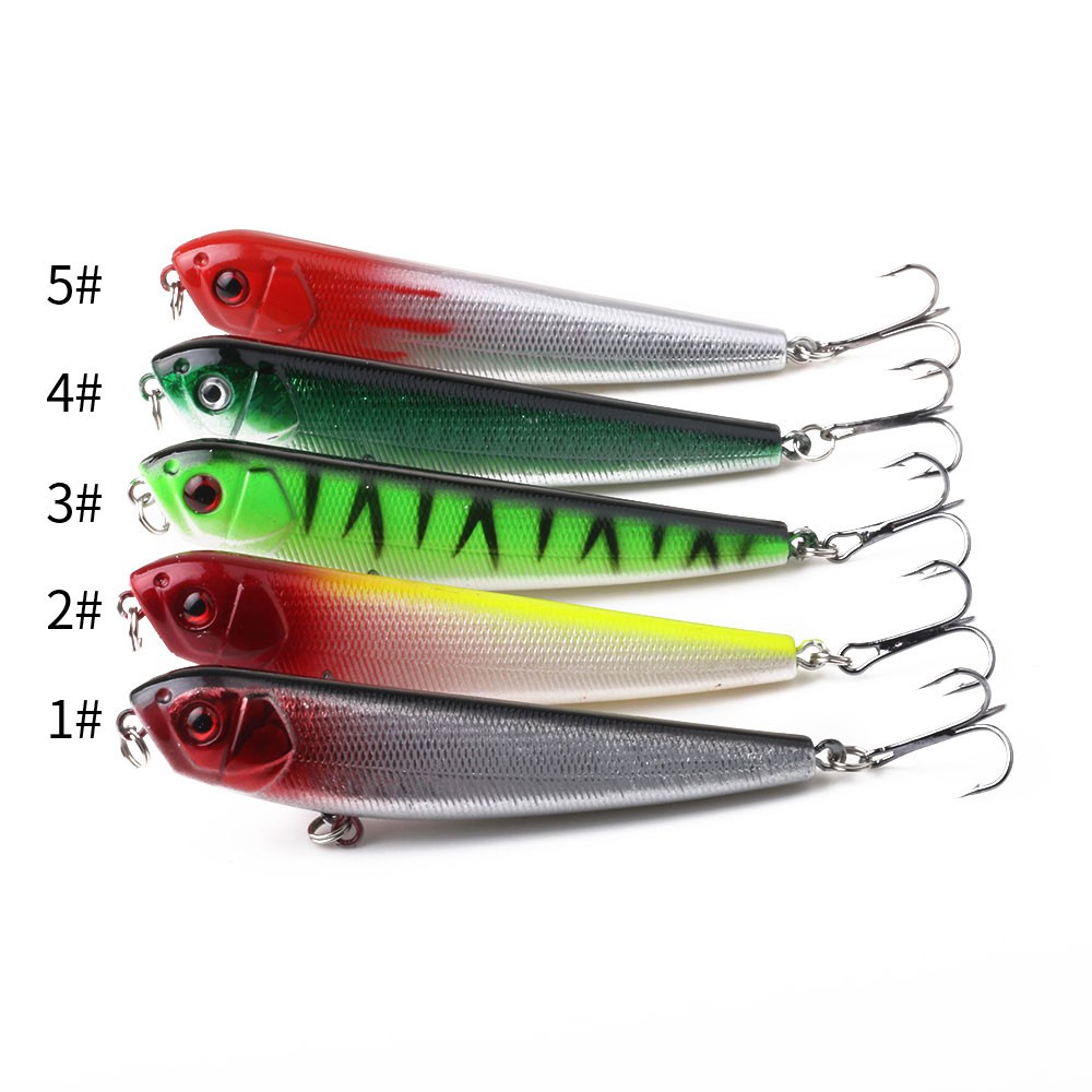 HENGJIA 2pcs/set Umpan Pencil Minnow Pancing Swimbait 9CM/9.6G Topwater Fishing Lure Ikan Bait Kail