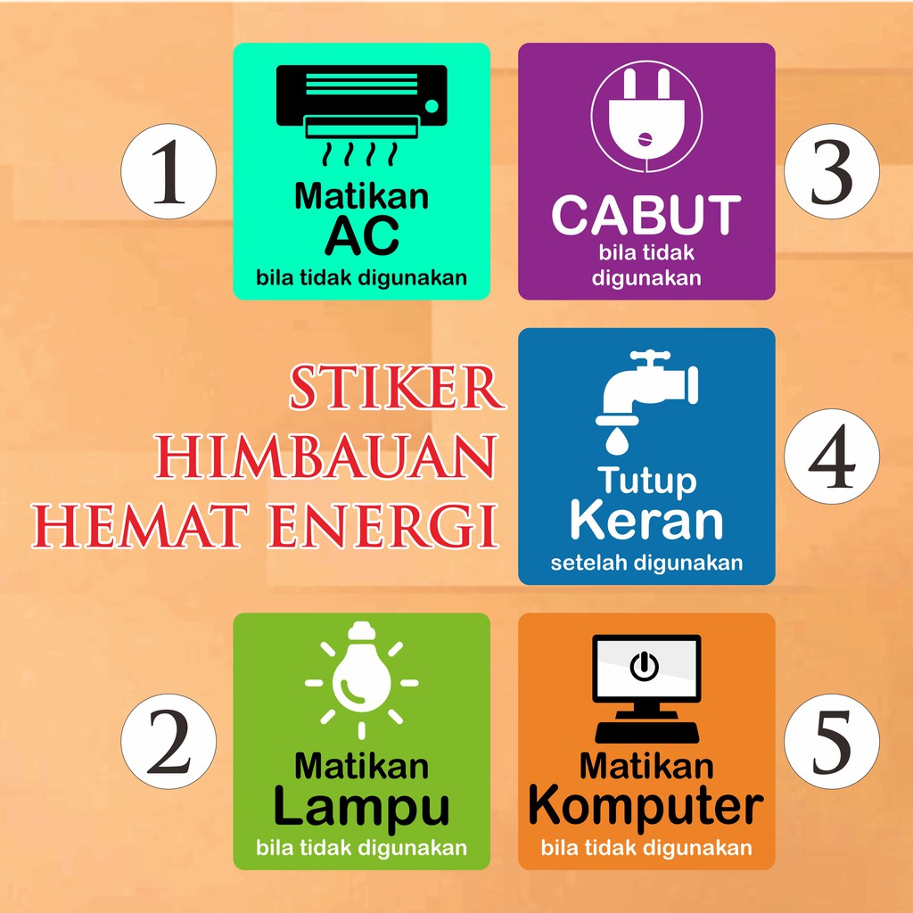 Stiker Anti Air Himbauan Hemat Energi Indonesia
