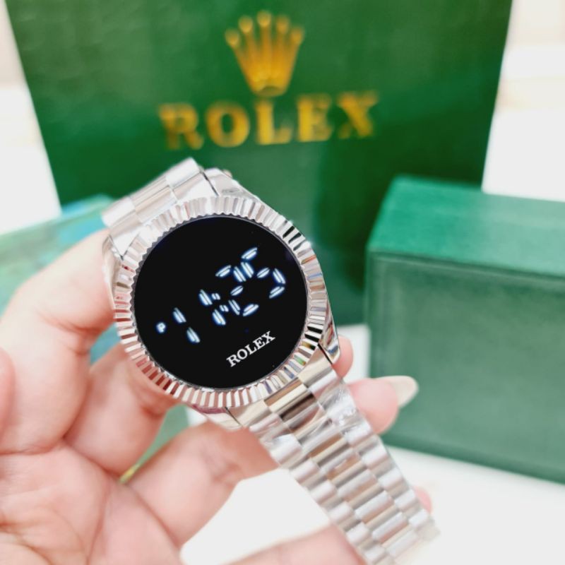 Jam tangan pria/wanita Rolex digital touch screen stainless steel