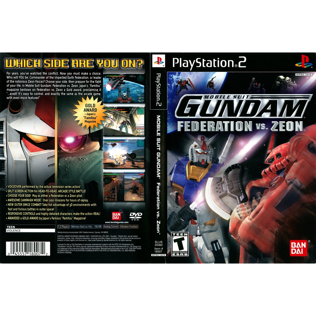 Kaset Ps2 Game Mobile Suit Gundam -Federation vs Zeon