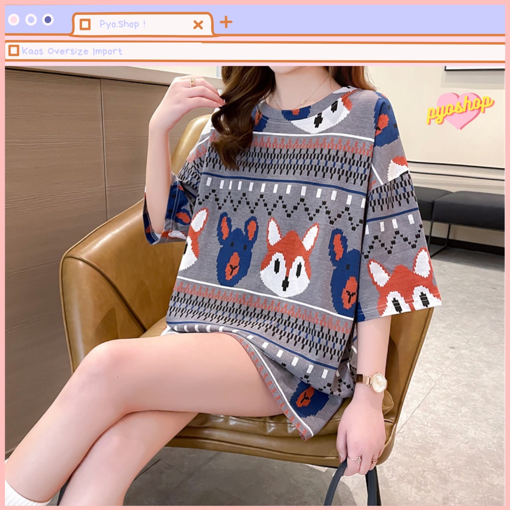 Oversize Tee Tshirt Kaos Import Longgar Motif RUBAH GAME