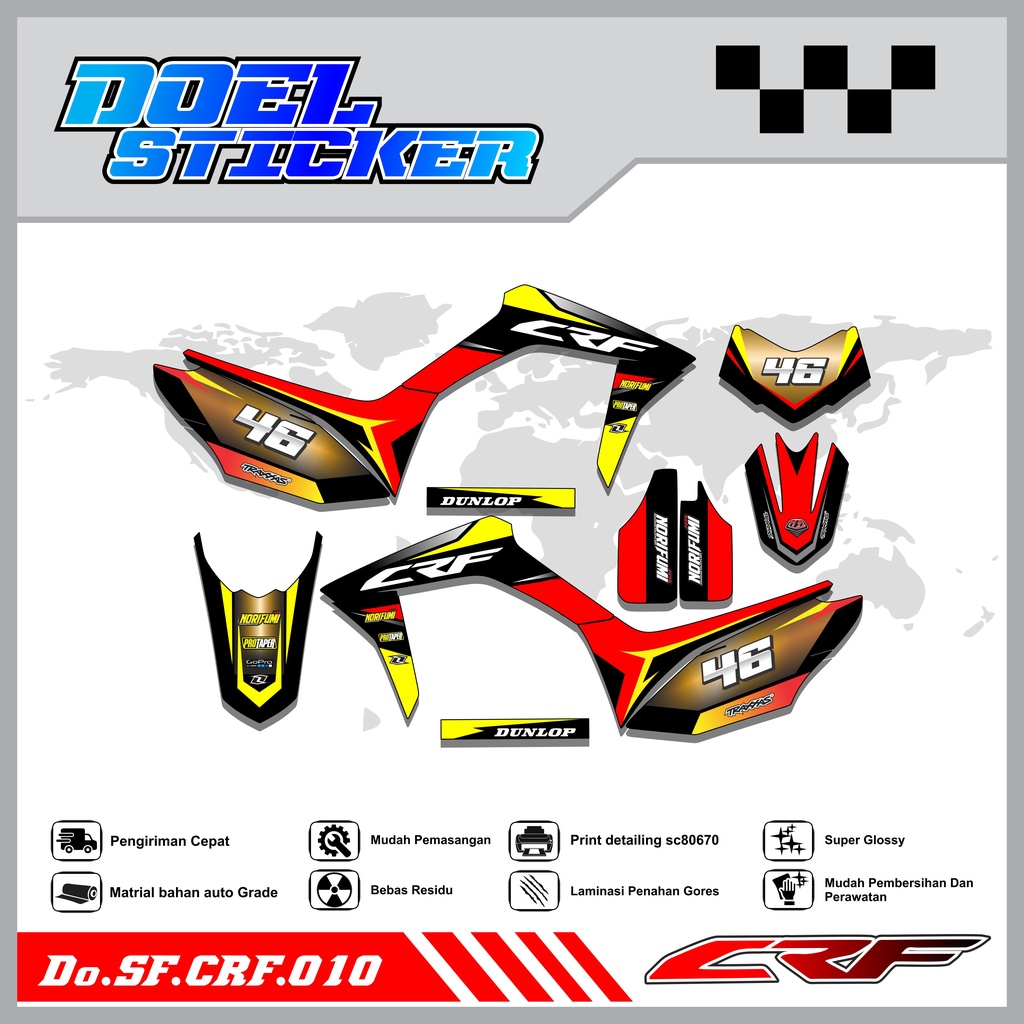 Sticker Striping Semifull CRF 150L List Variasi Hologram Pelangi,Crome Doel 010