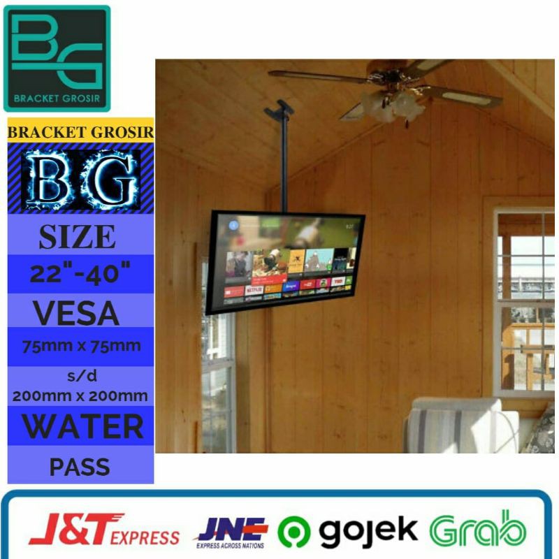 Bracket Braket TV Gantung Plafon Ceiling 24&quot;/32&quot;/40&quot;/43&quot;/45&quot; Water pass